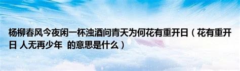 楊柳春風今日閒， 一杯濁酒問青天。 為何花有重開時， 人卻從無再少年！|杨柳春风今夜闲,一杯浊酒问青天,为何花有重开日,人却从天再少